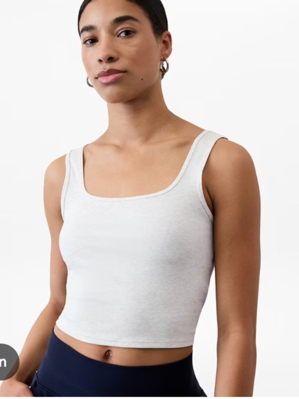 Athleta Signature Rib Square Neck Crop Tank Light Gray